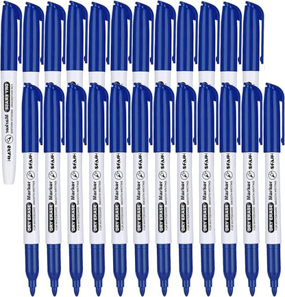 SFAIH Fine Tip Dry Erase Markers - 24 Pack Blue Whiteboard Erasable Markers Bulk for Kids Adults, Ideal for Classroom School Office Home Use on White Board, Non-Toxic Easy Clean