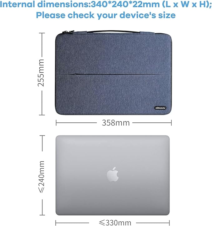 Nillkin 14 inch Laptop Case Laptop Stand with Handle - Laptop Sleeve Bag Computer Carrying Case Compatible with 13/13.3-14 inch MacBook Air, HP, Dell, Lenovo, Samsung Chromebook, Blue
