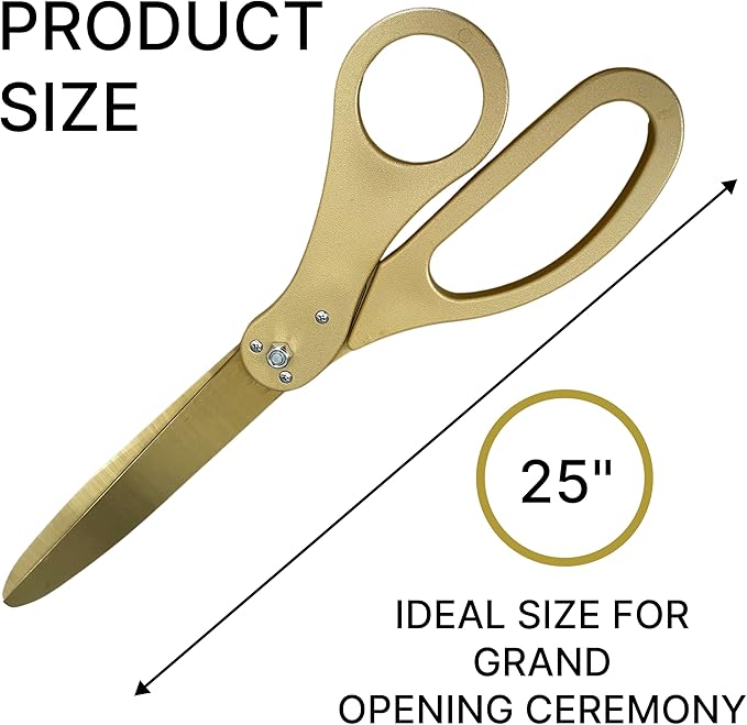 New Edition Grand Opening Scissors – 25'' Scissors Gold with Golden Blades for Ribbon Cutting Ceremony