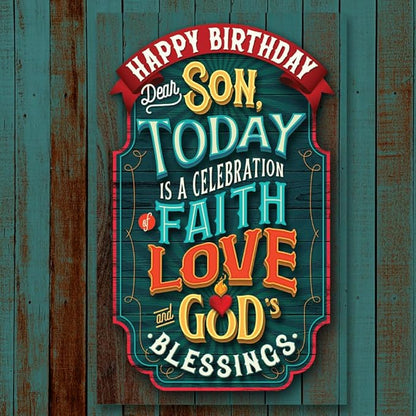Prime Greetings Religious Birthday Card For Son, Made in America, Eco-Friendly, Thick Card Stock with Premium Envelope 5in x 7.75in, Packaged in Protective Mailer