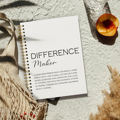 Difference Maker Gift, Difference Maker Definition Spiral Notebook Journal, Motivational Notebooks, Thank You Gifts for Women Men Teacher Coworkers, Hardcover Spiral Notebook 5.5x8.3(White)