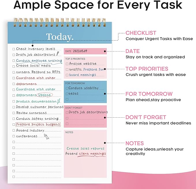 To Do List Pad - To Do List Notebook for Work with 52 Sheets, Undated Daily Planner Perfect for Daily Tasks and Goal Setting, To Do List Notepad Suitable for Office, Home and School-Early Dawn