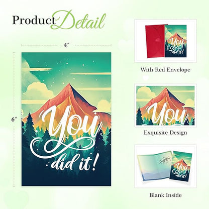 FaCraft Graduation Card 2025, You Did It Congrats Grad Greeting Cards with Envelope, for Preschool Kindergarten Middle School High School College PHD University Master Gradutes