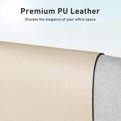 Aothia Leather Desk Pad Protector, Office Mat, Large Mouse Pad, Non-Slip PU Leather Blotter, Laptop Desk Pad, Waterproof Writing Pad for Office and Home (Beige, 31.5" x 15.7")