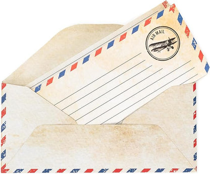 50 Pack Airmail Envelopes -Blue Airmail Envelopes- Air Mail Envelopes for Party Invitation, Love Letters, Military Correspondence, Christmas Military Envelopes, Letters to Troops- Size 4 x 8.7 inches