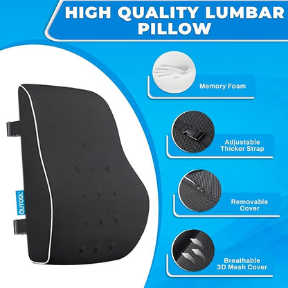 Elegant Lumbar Support Pillow for Office Chair - Ergonomic Back Support with Breathable 3D Mesh Cover, Ideal Gifts for Women,Birthdays & Holidays, Well-Suited for Office Chairs, Gaming Chairs (Black)