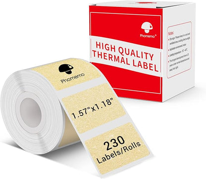 Phomemo Thermal Sticker Labels- 1.57"x1.18"(40x30mm) Thermal Label for M110/M221/M220/M120/M200, for Barcode/Address/Mailing/Logo/Business/Home Tag, Black on Golden