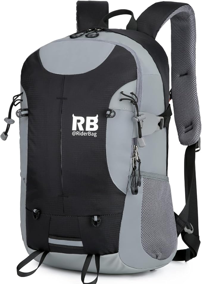 Reflective Motorcycle Backpack Lightweight, Water Resistant Casual Daypack with Laptop Pocket for Safe Commuter, Biking, and Daily Use. 35L Sport bookbag to Avoid Accidents (black backpack)