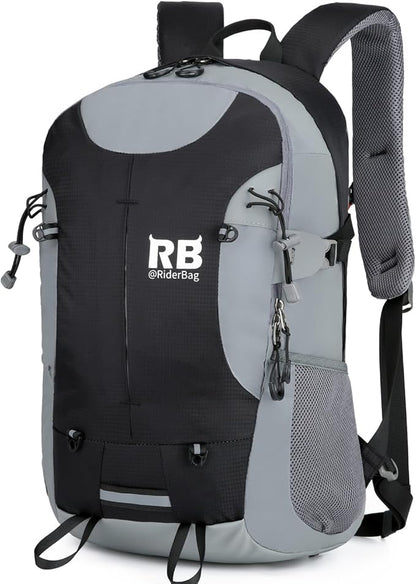 Reflective Motorcycle Backpack Lightweight, Water Resistant Casual Daypack with Laptop Pocket for Safe Commuter, Biking, and Daily Use. 35L Sport bookbag to Avoid Accidents (black backpack)