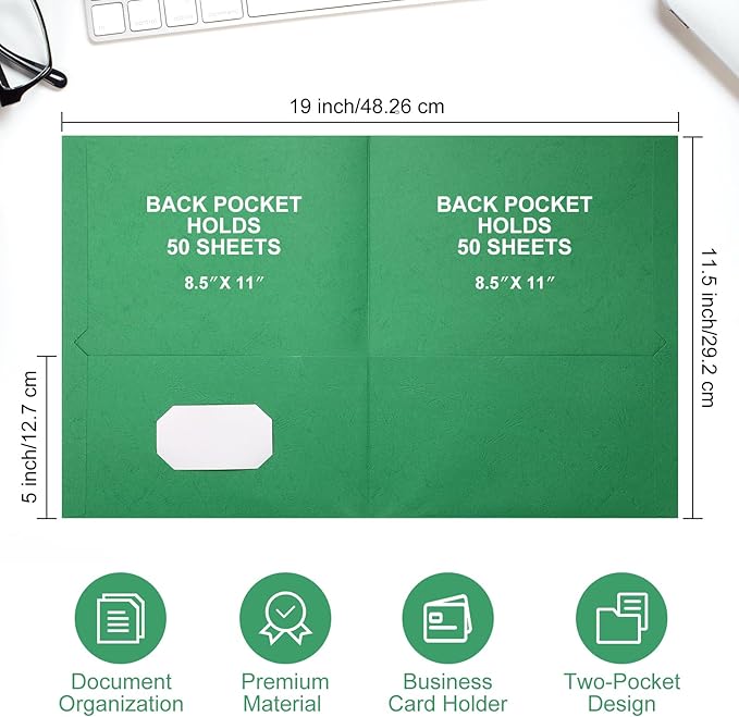 Harloon 75 Pack Two Pocket Portfolio Folders Bulk, 8.5 x 11 Inches Textured Paper with Business Card Slot Letter Size File Folders for Office School Classroom (Multi Colors)