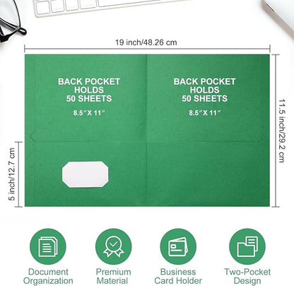 Harloon 75 Pack Two Pocket Portfolio Folders Bulk, 8.5 x 11 Inches Textured Paper with Business Card Slot Letter Size File Folders for Office School Classroom (Multi Colors)