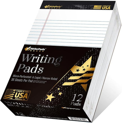 KAISA Legal Pads 8.5x11 Note Pads, Wide Ruled 8.5"x11" Writing Pads, 50 Sheets Perforated Notepads, 20lb Heavyweight Rigid Back Premium Legal Pads, White Paper Pads, 12Pad,