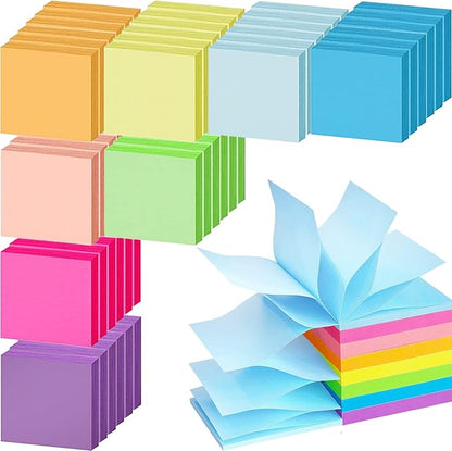 48 Pack 3840 Sheets Pop Up Sticky Notes 3X3 in Bright Color Self Sticky Note Pads Colorful Post Stickies for Office Home School Meeting, 80 Sheets/pad