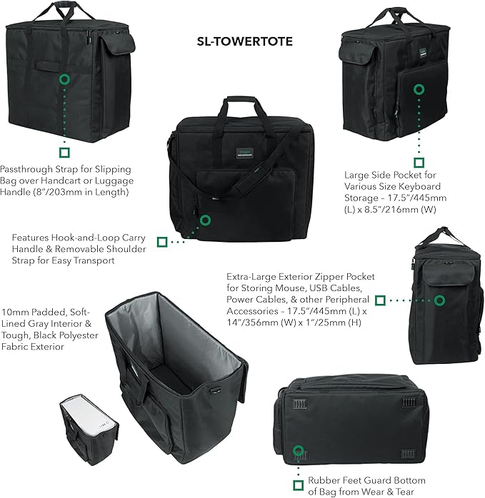 Slappa Desktop Computer Travel Tote Bag Fits Full Size PC Gaming Towers (SL-TOWERTOTE-LG)