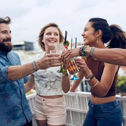 Henoyso 600 Pcs Saturday Paper Wristbands Event Wristbands Paper Bracelets Wristbands Numbered Waterproof Party Wristbands for Events Day of The Week(Black)