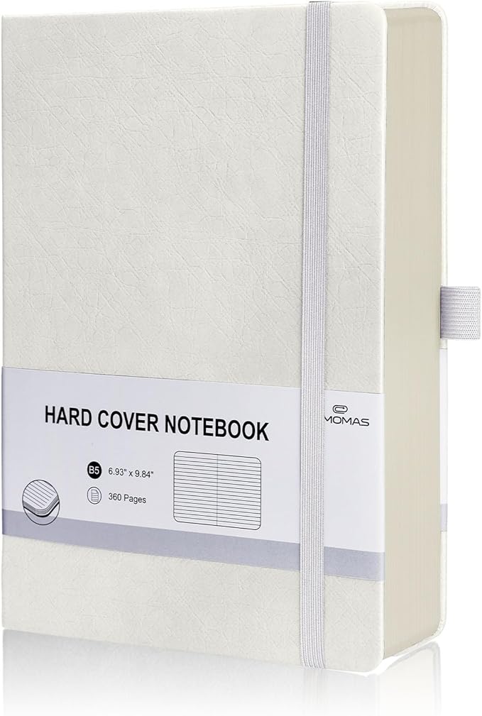 Lined Journal Notebook, 1 Pack (White), 360 Pages, 9.8 inches x 6.9 inches - 100 gsm Thick Paper, Hardcover