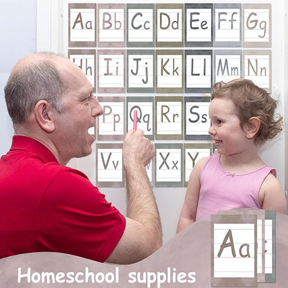 Bulletin Board Alphabet - ABC Alphabet Poster Classroom Decorating Set Preschool English Poster Kindergarten Elementary Classroom Wall Decor Daycare Homeschool Supplies (Morandi)