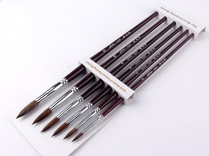 Artist Paint Brushes-Superior Sable Watercolour Brushes Round Point Tip Paint Brush Set for Watercolor Acrylic Painting Supplies