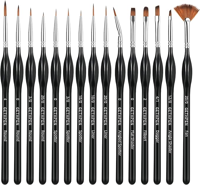 Detail Paint Brushes Set,15pcs Miniature Paint Brushes for Fine Detailing, Art Painting, Micro Detail Paint Brush for Acrylics,Oils, Watercolors,Paint by Number,Models,Face, Nail,Craft,Figurine,40k