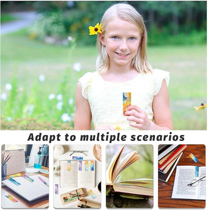 48 Pieces Magnetic Bookmarks Magnet Page Markers - Book Marks for Reading Women & Men with Storage Boxes - Cute Magnet Bookmark Clips for Reading Pleasure（Watercolor）
