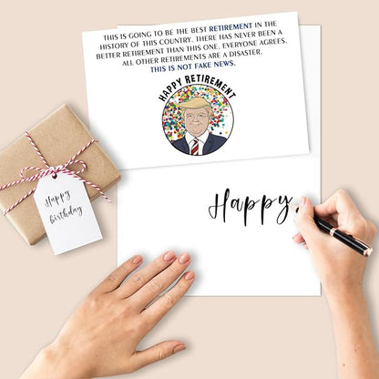 Best Trump Retirement Gifts for Woman Men, Funny Retirement Card for Coworker Colleague, Happy Retirement Decorations, Farewell Gifts for Coworkers