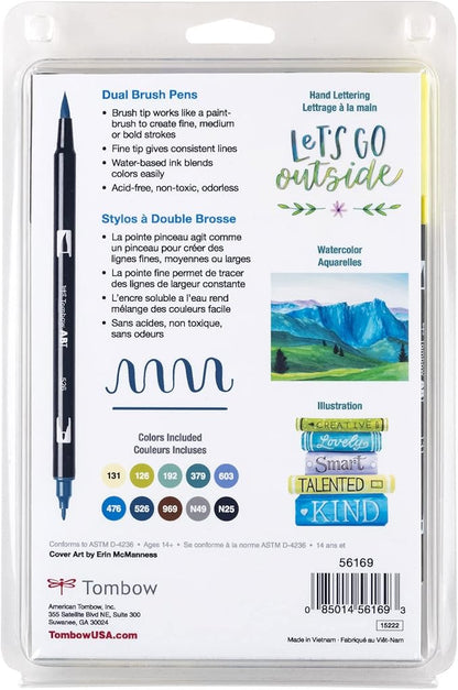 Tombow 56169 Dual Brush Pen Art Markers, Landscape, 10-Pack. Blendable, Brush and Fine Tip Markers
