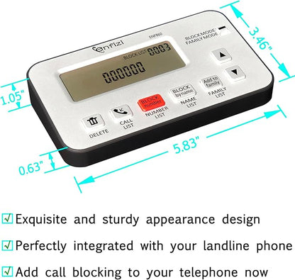 Enf860 Call Blocker for Landline Phones, Blacklist/Whitelist Dual Mode, Block spam Calls by Number and Name