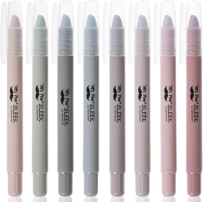 Mr. Pen Gel Highlighters - 8 Pack Dusty Colors, No Bleed Bible Highlighters, Assorted Color Gel Highlighters, Quick Dry Bible Markers