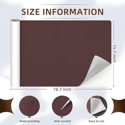 CHEIGHY Leather Repair Kit Self Adhesive Leather Repair Patch for Furniture 15.7X78.7 inch Vinyl Repair Kit for Couches Car Seats Sofa Office Chair Belt Jackets (Coffee)