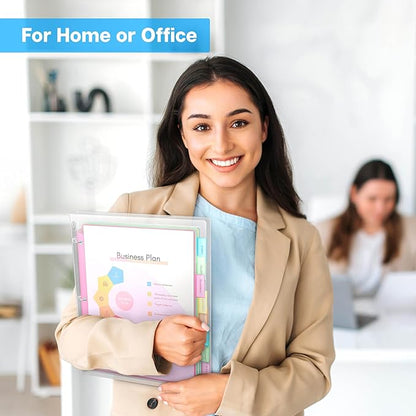 Dunwell 2-Pocket 8-Tab Divider Pockets, (3 Sets, 24 Count), 5 Colors, Plastic 8 Subject Notebook Tab Dividers for 3-Ring Binders, Includes Label Inserts, Durable Acid-Free Poly