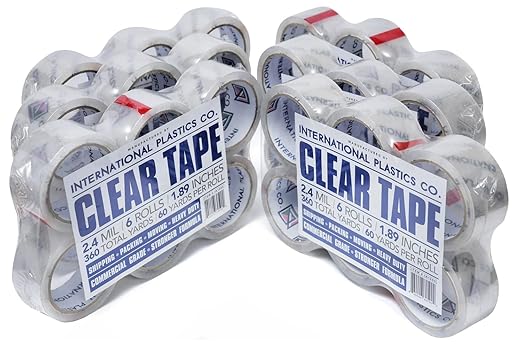 Heavy Duty Packing Tape Refill, 1.88 Inch x 60 Yards, 36 Rolls, 3" Core, Packing, Shipping and Mailing, Strong Seal on All Box Types (36 Pack, Clear)