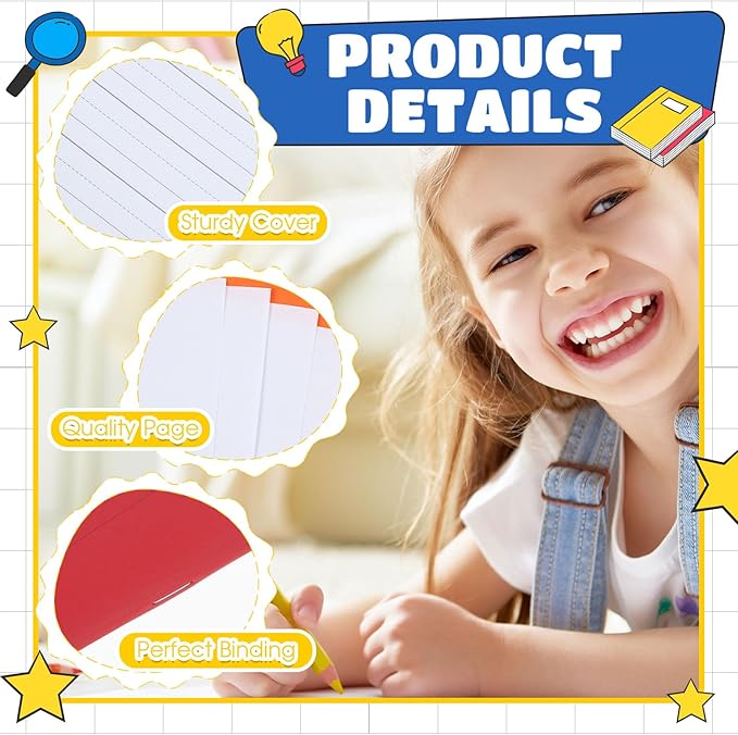 Henoyso 12 Pcs Primary Composition Notebook K-2 9 3/4 x 7 1/2 Inch Primary Journal Blank Writing Book for Kid to Write Draw and Journal 60 Page Notebook Back to School Supplies (Mixed Color)