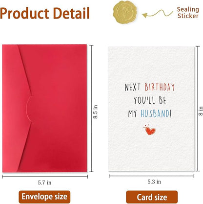 Romantic Birthday Card for Him and Fiancé – 'Next Birthday You’ll Be My Husband!' – Perfect for Engagement Celebration, Wedding Countdown, and Special Moments