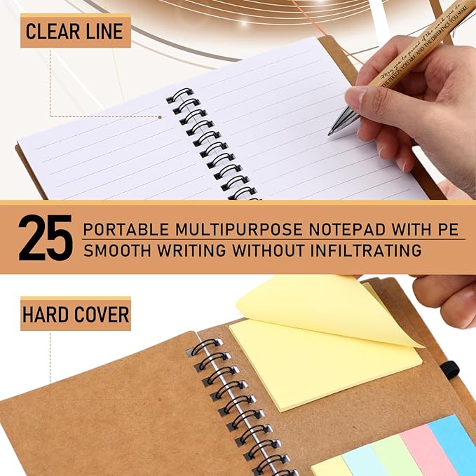 Jetec 25 Sets Bulk Employee Appreciation Gifts Bulk Inspirational Spiral Notebook with Note Ballpoint Pen Thank You Gifts for Volunteer Social Worker Nurse Staff Coworker Students (Amazing)