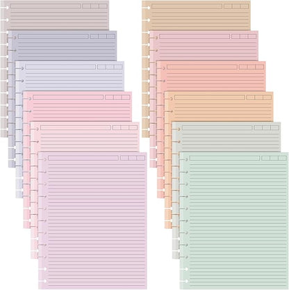 PerKoop 12 Pack 480 Sheets Colored Discbound Refill Paper 8.5 x 11 Inch College Ruled 11 Disc Letter Size Lined Paper Multicolored Refill Notebooks Disc Paper for Refill Paper Journaling(Soft Color)
