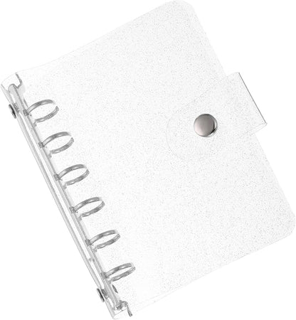 PATIKIL A7 Clear Binder Cover, Soft PVC Bling Loose Leaf Binder Protector Refillable Notebook Shell with Snap Button Closure for DIY Meeting Notebook Folder, Clear