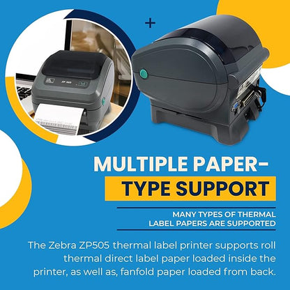 Zebra ZP505 / Zebra ZP 505 Label Direct Thermal Bar Code Zebra Label Printer ZP505 | USB, Serial, and Parallel Connectivity 203 DPI Resolution | Includes Software