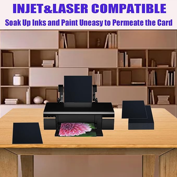 Baisunt 25 Pack 8.5x11 Black Cardstock Paper Blank Thick Heavyweight 92lb Card Stock for Making Greeting Cards, Invitations cards, Scrapbook, DIY Craft