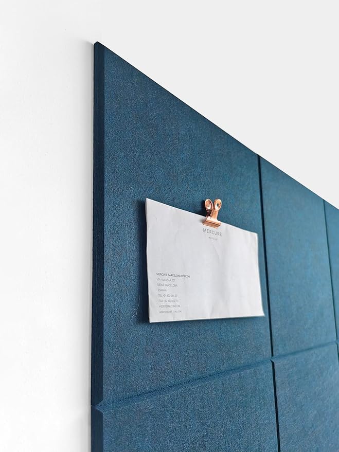 Large Cork Board Alternative - 47"x35" 12 Pack Felt Wall Tiles with Safe Removable Adhesive Tabs, Cork Wall Tiles Cork Board for Home Office Pin Board Tack Board 48 x 36 - Prussian Blue