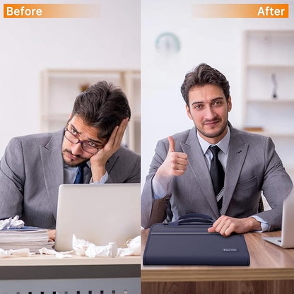 Tamfile Fireproof Accordion File Organizer with Handle, 13 Pocket Expanding File Folder with Zipper & Labels, File Folder with Multi-Pockets Paper Organizer Folder for Letter A4 Files, Blue