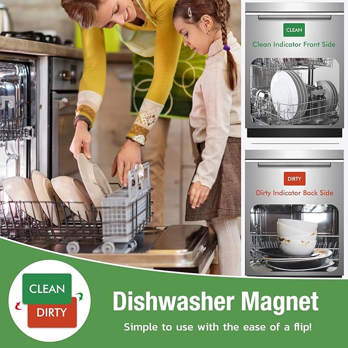 Magnetic Dry Erase Board: Small Fridge Whiteboard, Flexible Refrigerator Magnet White Board, Blank Writing Note Sheet with Dishwasher Magnet Clean Dirty Sign, 4 Markers & Eraser - 17 x 11