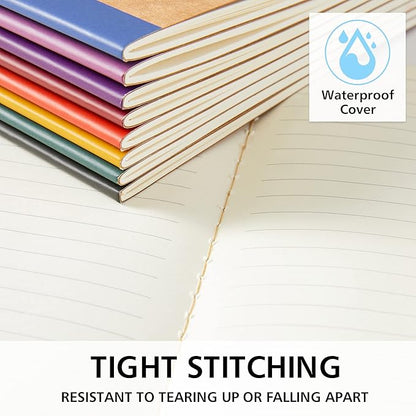 feela 16 Pack Composition Notebooks Bulk, Kraft Cover Lined Blank College Ruled Composition Travel Journals with Jewel Tone Spines For Women Students, 60 Pages, 8.3”x 5.5”, A5, 8 Vintage Colors