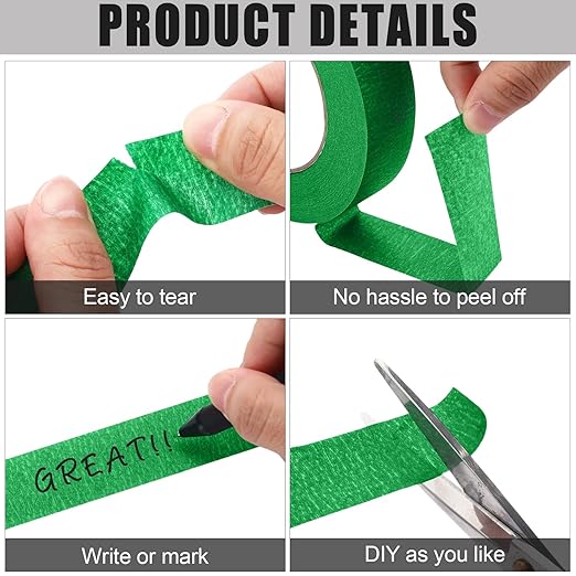 Fainne Green Painters Masking Tape Bulk 1 Inch x 55 Yard, General Purpose Paint Band Removable Adhesive Tape Multi Surface Roll for Painting Labeling School Supplies(30 Pcs)