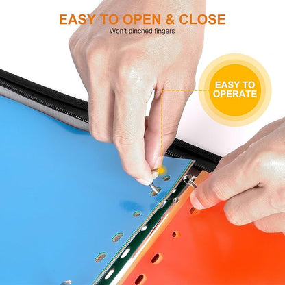 ABC life Zipper Binder with 8 Insertable Plastic Dividers, Document Folder 3 Ring Binder,Retractable Handle, Perfect for School,Project Organization, Holds 300 A4/Letter Size Papers,Black Transparent