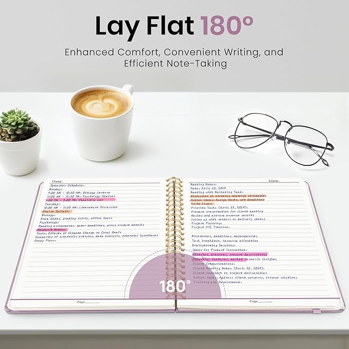 Lined Spiral Journal Notebook for Women, A5 College Ruled Journals for Writing, Hardcover Notebooks for Work, Note taking and Office School Supplies,140 Pages - Purple