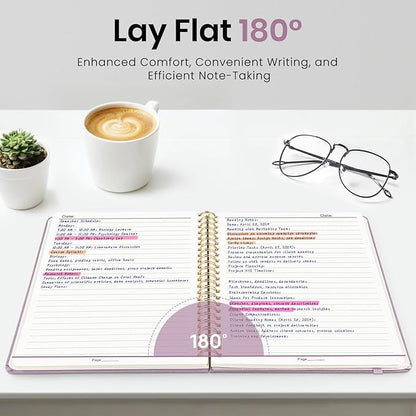 Lined Spiral Journal Notebook for Women, A5 College Ruled Journals for Writing, Hardcover Notebooks for Work, Note taking and Office School Supplies,140 Pages - Purple