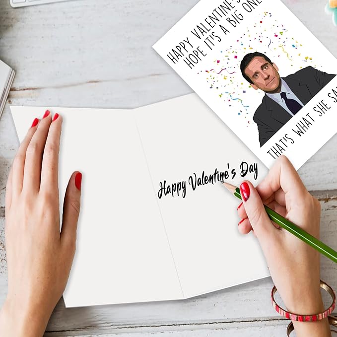Huameigf Sweet The Office Michael Scott Themed Valentine's Day Card for TV Show Fans, Friends