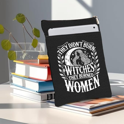 Book Themed Gifts Waterproof Book Sleeve Book Pouch Halloween Reading Gifts Witchy Gifts for Women Friend Auntie Book Covers for Paperbacks Book Accessories Book Protector with Zipper and Front Pocket