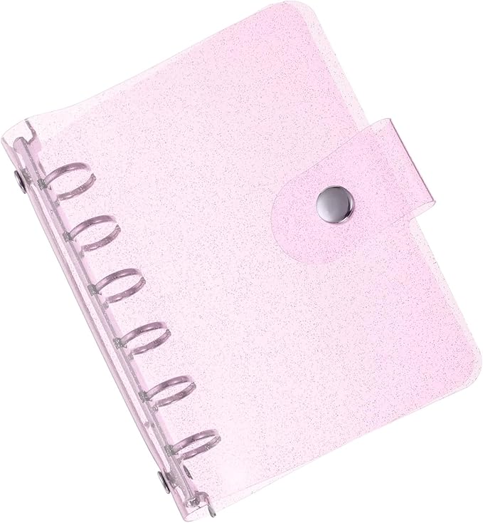 PATIKIL A7 Clear Binder Cover, Soft PVC Bling Loose Leaf Binder Protector Refillable Notebook Shell with Snap Button Closure for DIY Meeting Notebook Folder, Purple