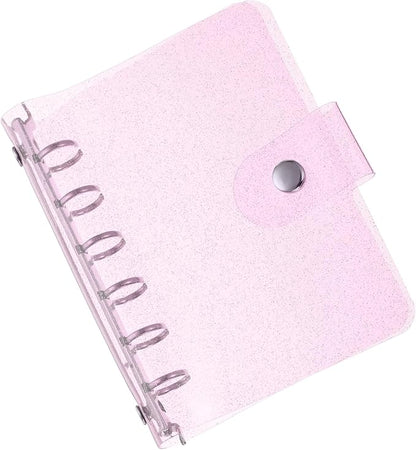 PATIKIL A7 Clear Binder Cover, Soft PVC Bling Loose Leaf Binder Protector Refillable Notebook Shell with Snap Button Closure for DIY Meeting Notebook Folder, Purple